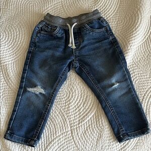 Stylish Toddler Boys Denim Jeans with Gray Waistband